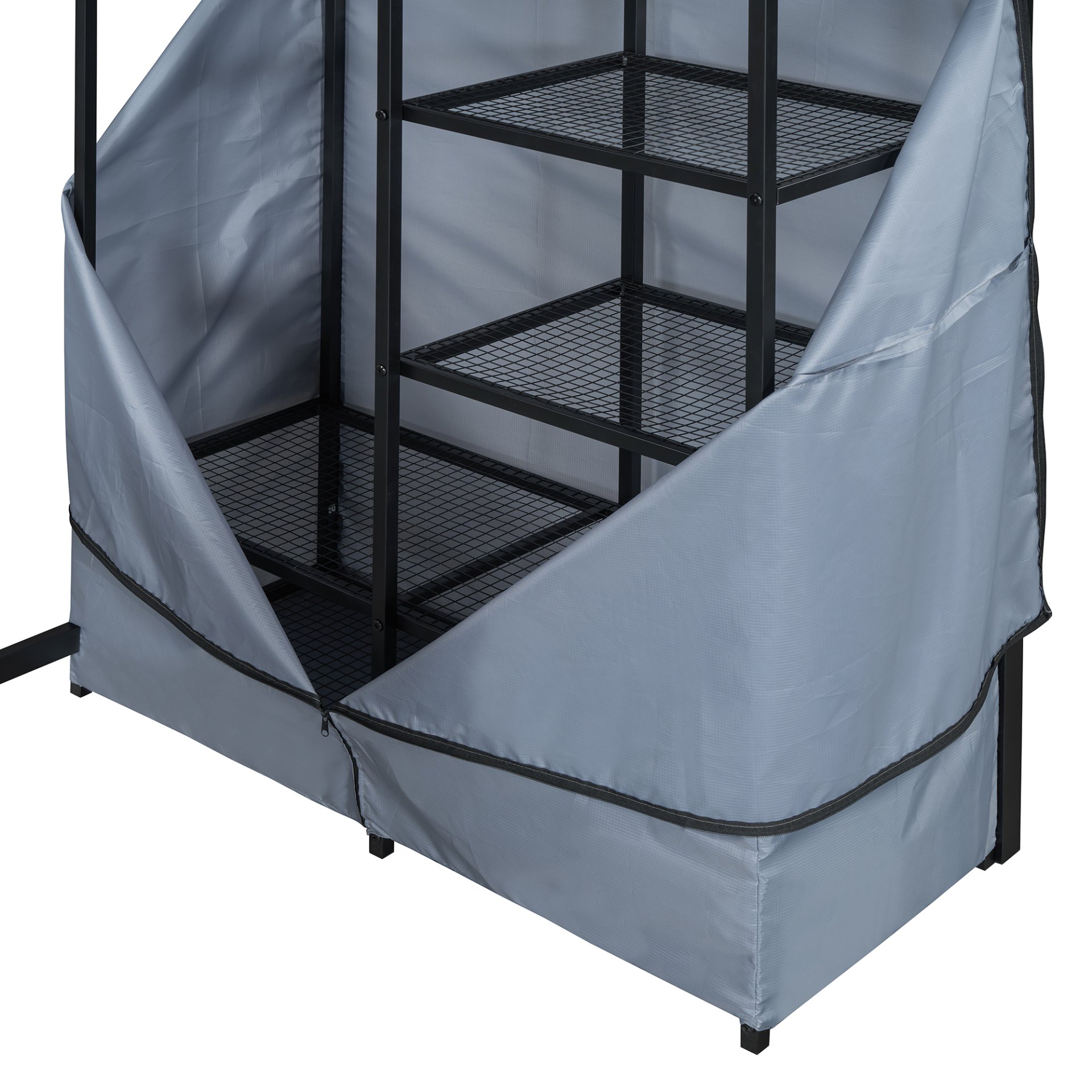 Twin Size Loft Bed With Desk, Shelves, Power Outlet, LED Light And Wardrobe - Black - Image 23