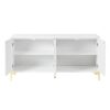 Modern Wood Sideboard Cabinet With Carved Door Panels, Adjustable Shelves, And Sturdy Metal Legs - White - Image 7