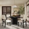 Topmax - 5 Piece Modern Round Dining Table Set Pedestal Kitchen Table Set With 4 Upholstered Dining Chairs For Studio, Apartment, Small Places - Black - Image 2
