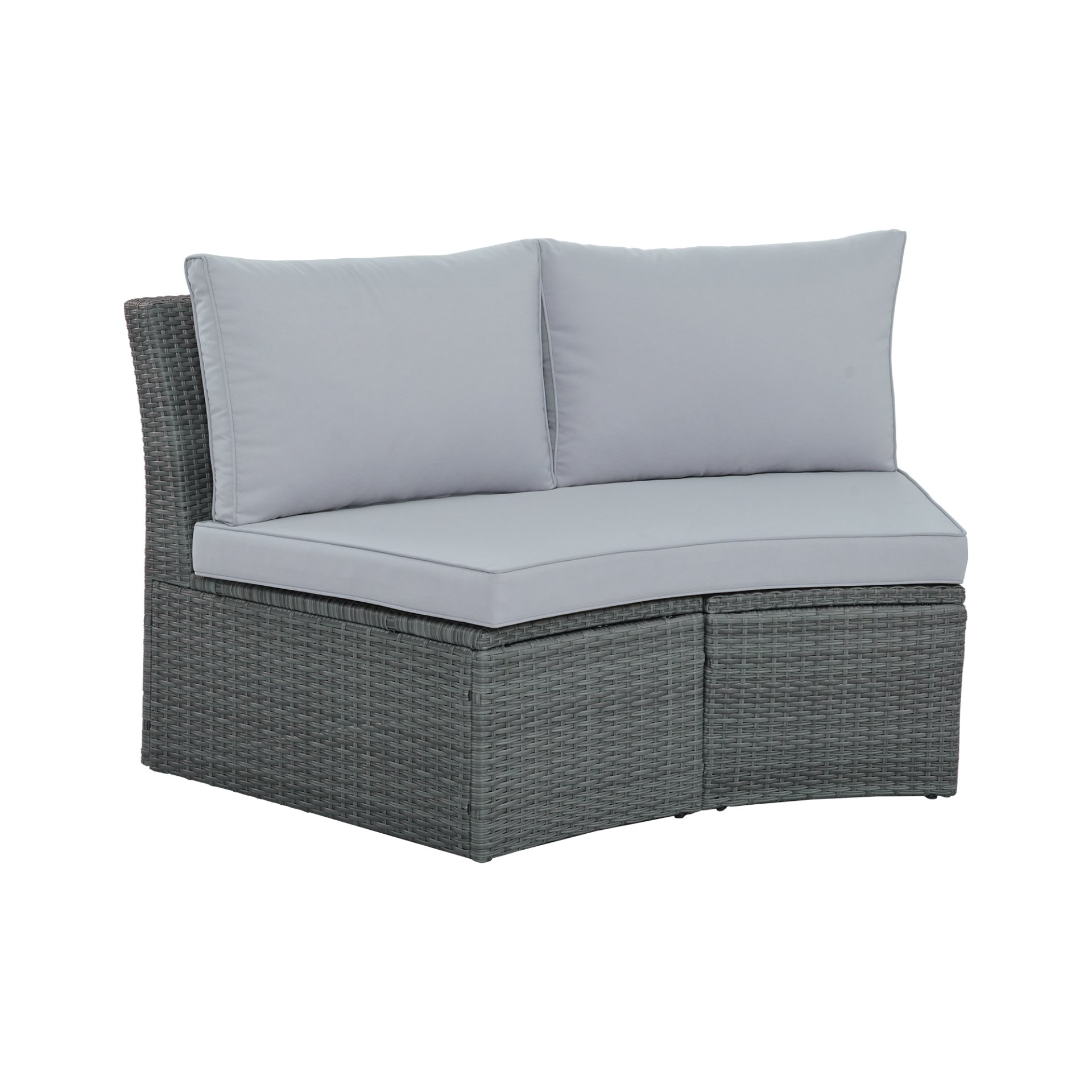 10 Piece Outdoor Sectional Half Round Patio Rattan Sofa Set, Wicker Conversation Furniture Set For Free Combination - Light Gray - Image 18