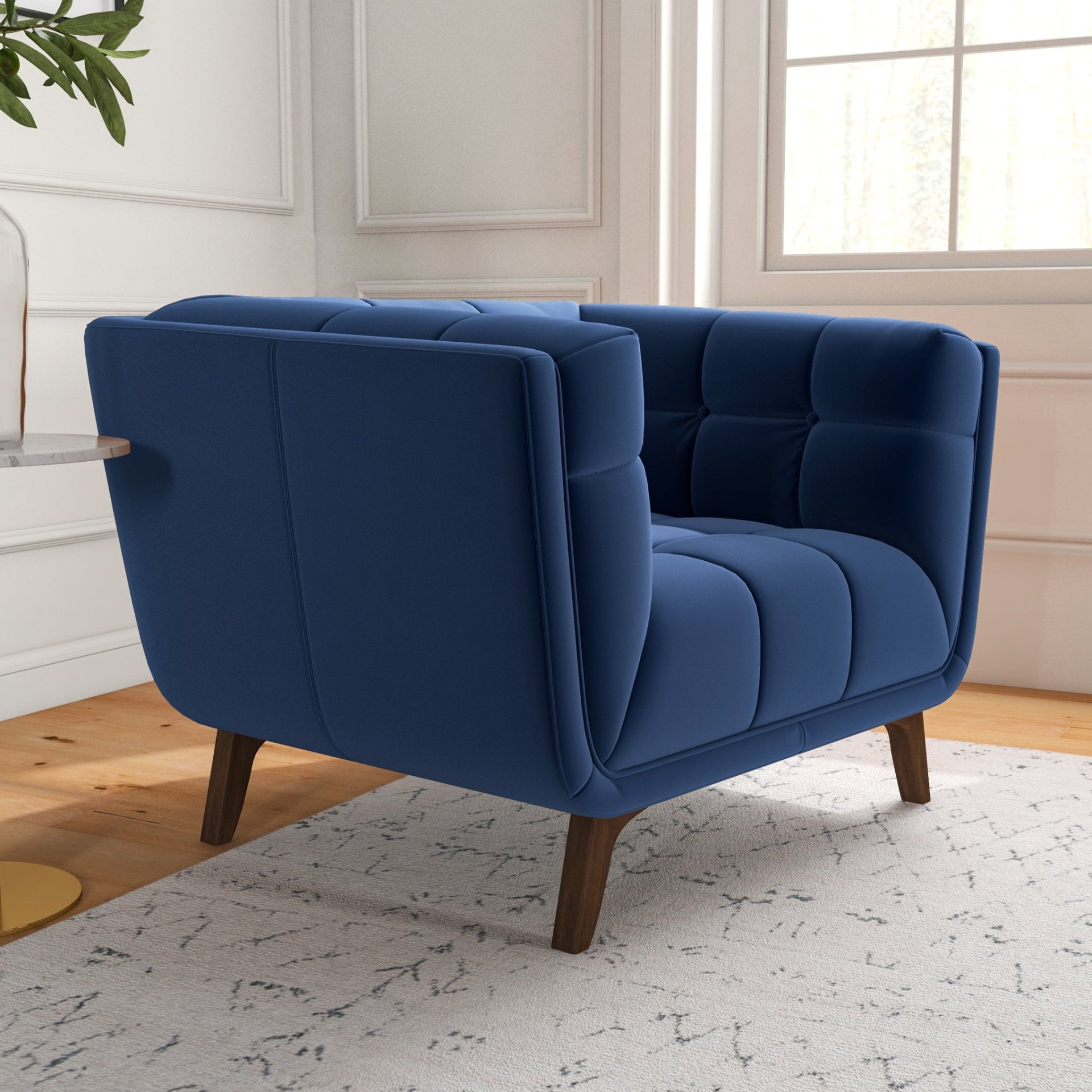 Addison - Velvet Lounge Chair - Dark Blue - Image 13