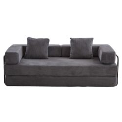 Floor Couch, Compression Sofa, Convertible Floor Sofa Bed With Pillow Back Support Armrest - Dark Gray
