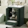 Bathroom Vanity With Ceramic Sink Combo, Modern Freestanding Storage Cabinet With Silver Handles, Soft Closing Doors - Green - Image 22