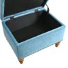 Retro Style Square Velvet Upholstered Ottoman With Storage And Rivet Trim - Light Blue - Image 7