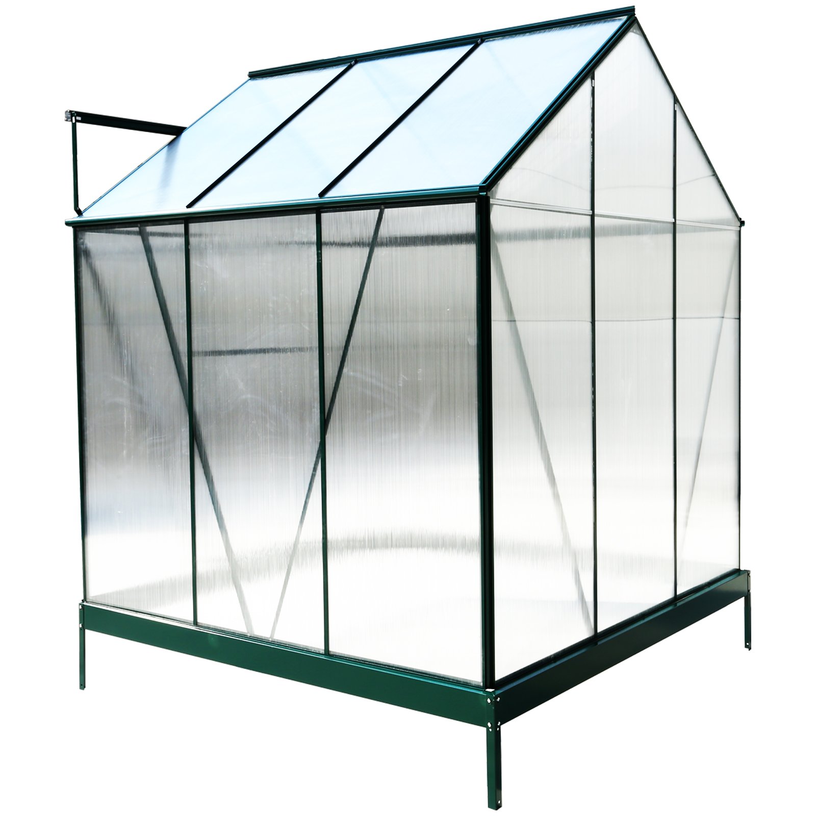 6.3'x6.2'x7' Polycarbonate Greenhouse, Heavy Duty Outdoor Aluminum Walk-In Green House Kit With Rain Gutter, Vent And Door For Backyard Garden - Green - Image 17