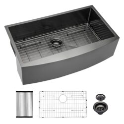 30" Farmhouse Kitchen Sink Stainless Steel Apron Front 16 Gauge 10" Deep Single Bowl - Gunmetal Black
