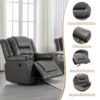 2 Seater Home Theater Recliner Manual Recliner Chair With A Storage Box And Two Cup Holders For Living Room - Gray - Image 5