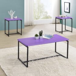 GT - 3 Piece Carbon Fiber Wrap Coffee Table And End Table (Set of 3) - Violet