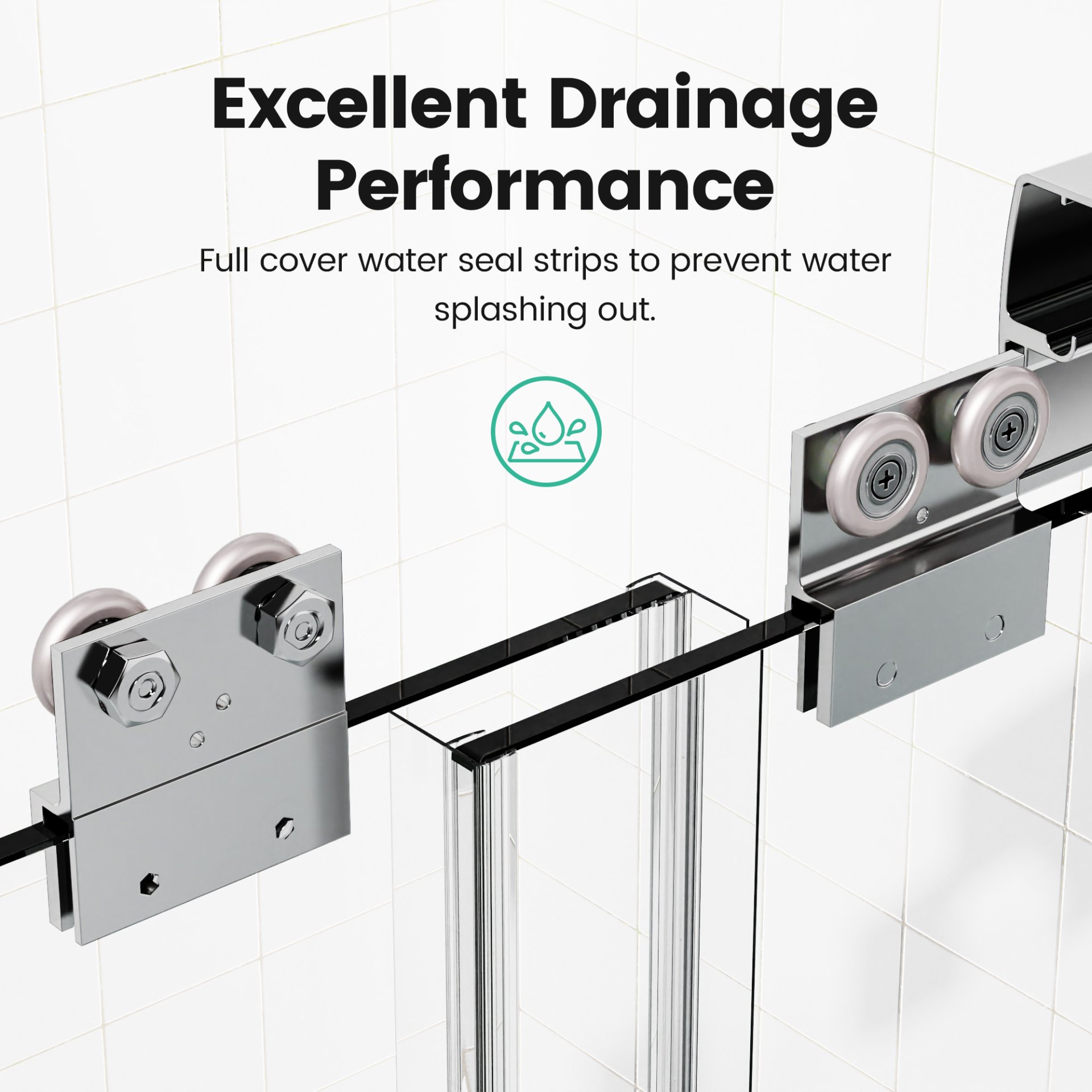 56" -60" W*70" H Semi-Frameless Double Sliding Shower Door, Bypass Shower Door, 1 / 4" (6Mm) Thick SGCC Tempered Glass Door - Chrome - Image 5