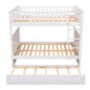 Full Over Full Bunk Bed With Twin Size Trundle, Guardrails - White - Image 4
