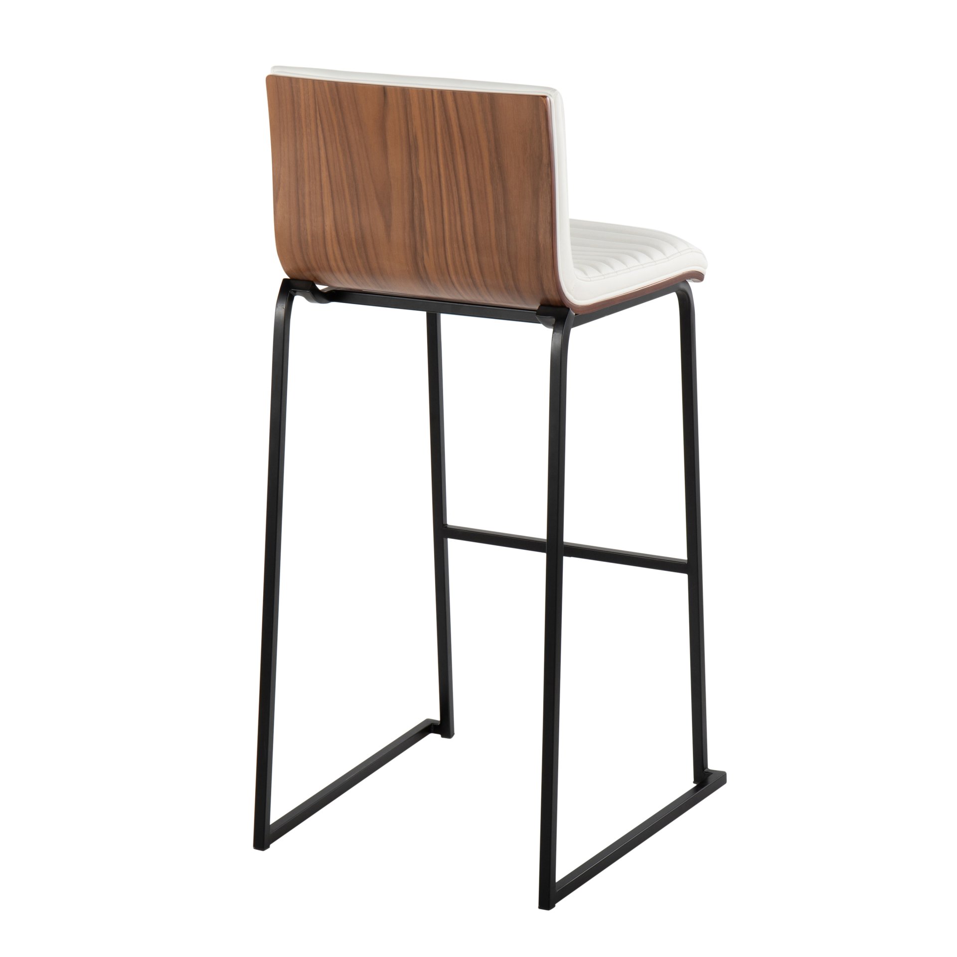 Mason Mara - Contemporary Fixed Height Barstool (Set of 2) - Black / Walnut / White - Image 4