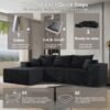Modular L Shaped Sectional Sofa, Convertible Couch With Chaise Corduroy - Black - Image 8