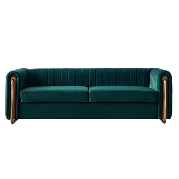 Contemporary Velvet Sofa Couch For Living Room - Green