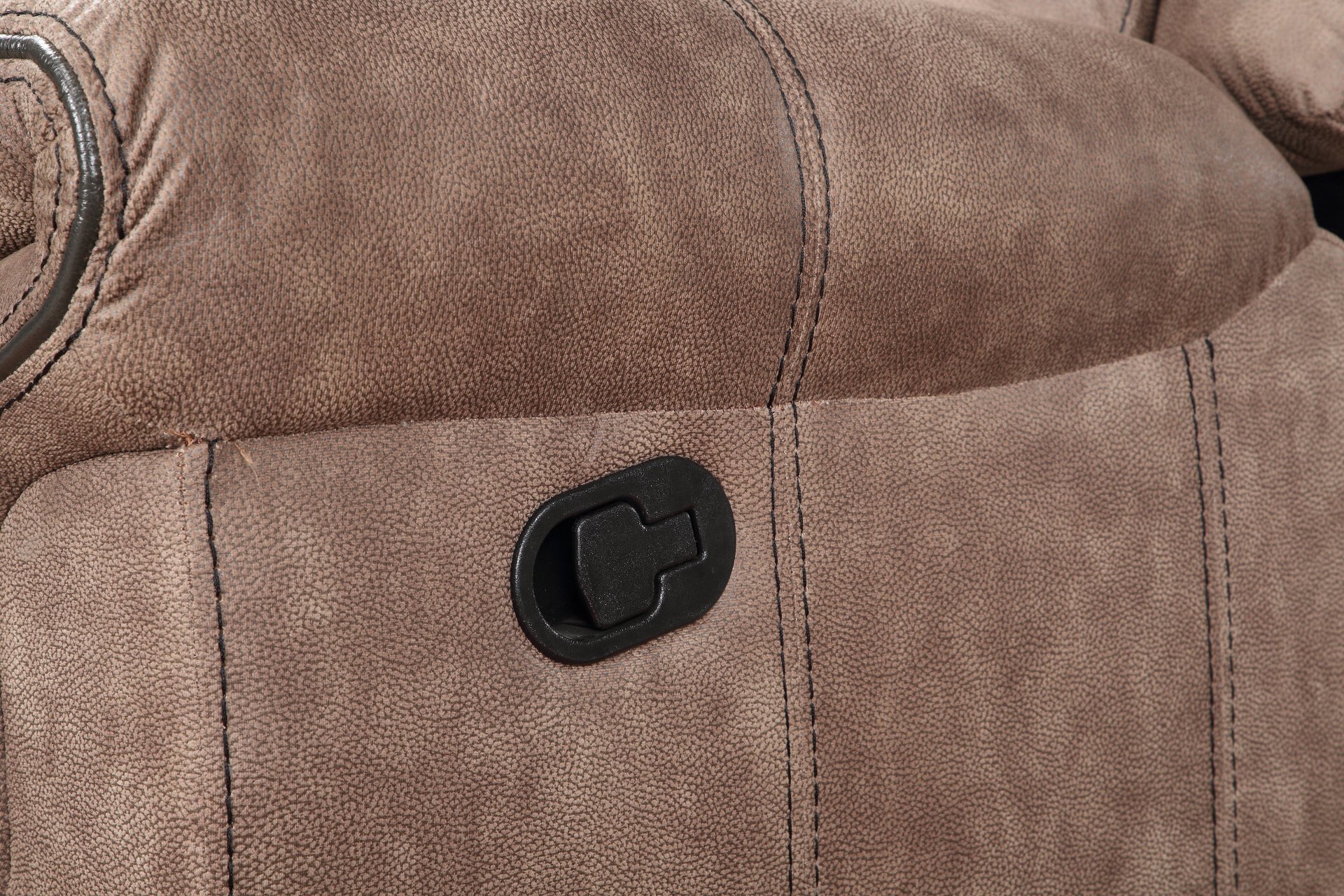 Dollum - Two Tone Nubuck Manual Recliner Sectional Sofa With USB Port Cupholder Console - Chocolate - Image 7
