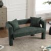 Modern Loveseat Sofa, Comfy Upholstered 2 Seater - Emerald - Image 10