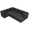 U-Shaped Sectional Sofa Pull Out Sofa Bed With Two USB Ports, Two Power Sockets, Three Back Pillows And A Storage Chaise For Living Room - Black - Image 16