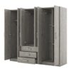 6 Doors Wardrobe Storage For Bedroom, With Big Drawers - Gray - Image 3