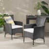 Dimensional Outdoor Dining Chair With Cushion Seat And Iron Frame, (Set of 2) - Black - Image 2