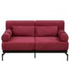 Modern Loveseat Sofa 59" Sofa Couch 2 Seater With USB Ports, Unique Cylindrical Armrests - Red - Image 9