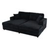 Oversized Loveseat Chaise Lounge Sectional Sofa Bed Corduroy Sleeper Sofa With 2 USB Ports, 2 Cup Holders And 2 Throw Pillows For Living Room And Bedroom - Black - Image 14