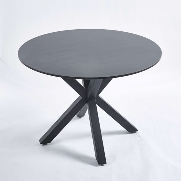 Table Mid-Century Dining Table For 4 - 6 People With Round MDF Table Top, Pedestal Dining Table, End Table Leisure Coffee Table, Cross Leg - Black
