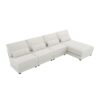 Oversized Deep Seat Sectional Sofa With Reversible Chaise, Loop Yarn Fabric 5 Seat Armless Indoor Furniture, Convertible L-Shaped Couch - Cream - Image 3