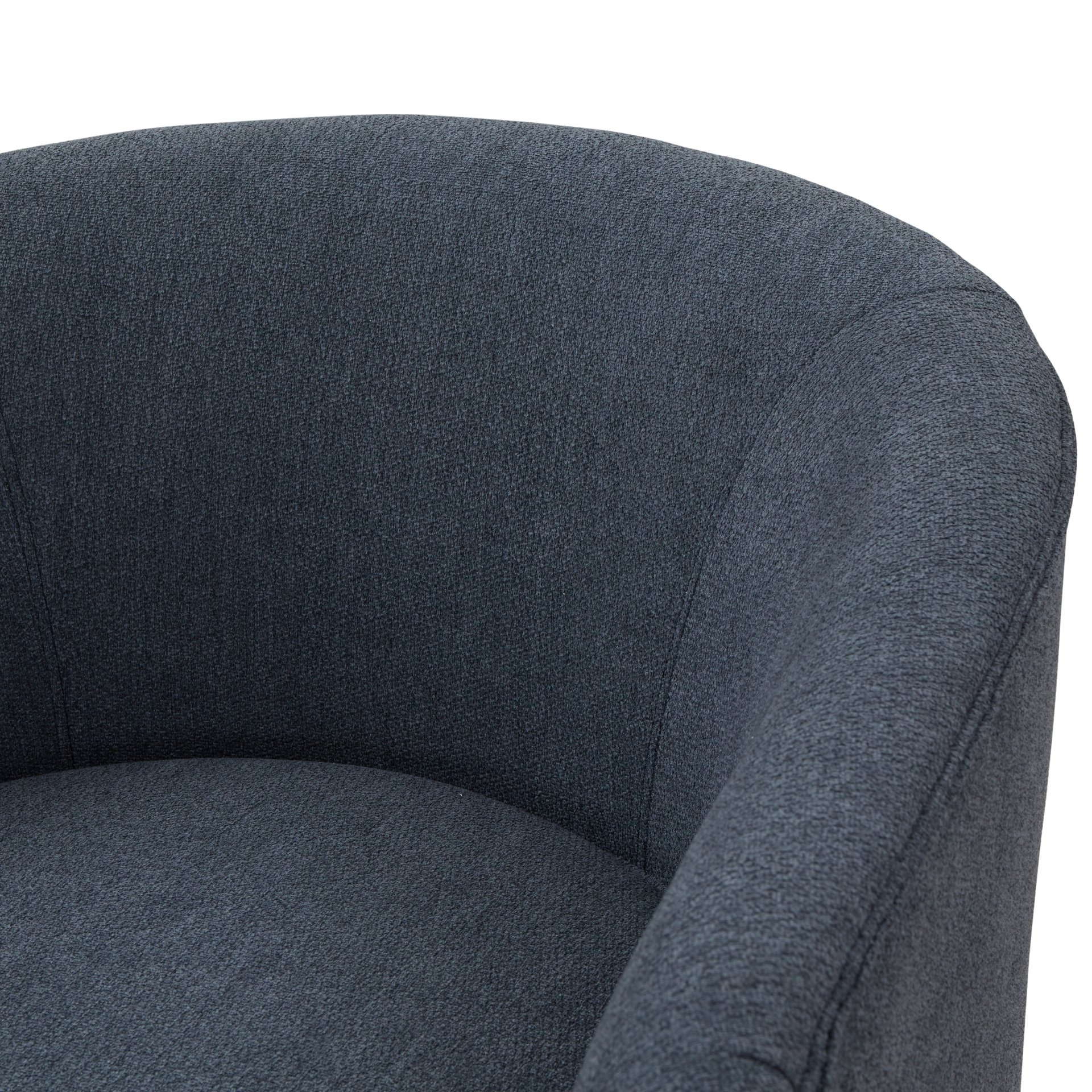 Miramar - Chenille Swivel Chair With Wooden Base And Plush Cushion - Blue - Image 4