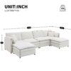 Chenille Modular Sectional Sofa, U Shaped Cloud Couch Set With Double Cushions, 6 Seat Sleeper Sofa Bed With Ottomans, Oversized Indoor Furniture - Cream - Image 19