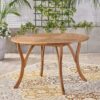 Hermosa - Outdoor Acacia Wood Table Circular Design - Teak - Image 2