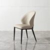 Modern Dining Chair (Set of 2) With Unique Backrest Design Leather - Beige / Black - Image 7