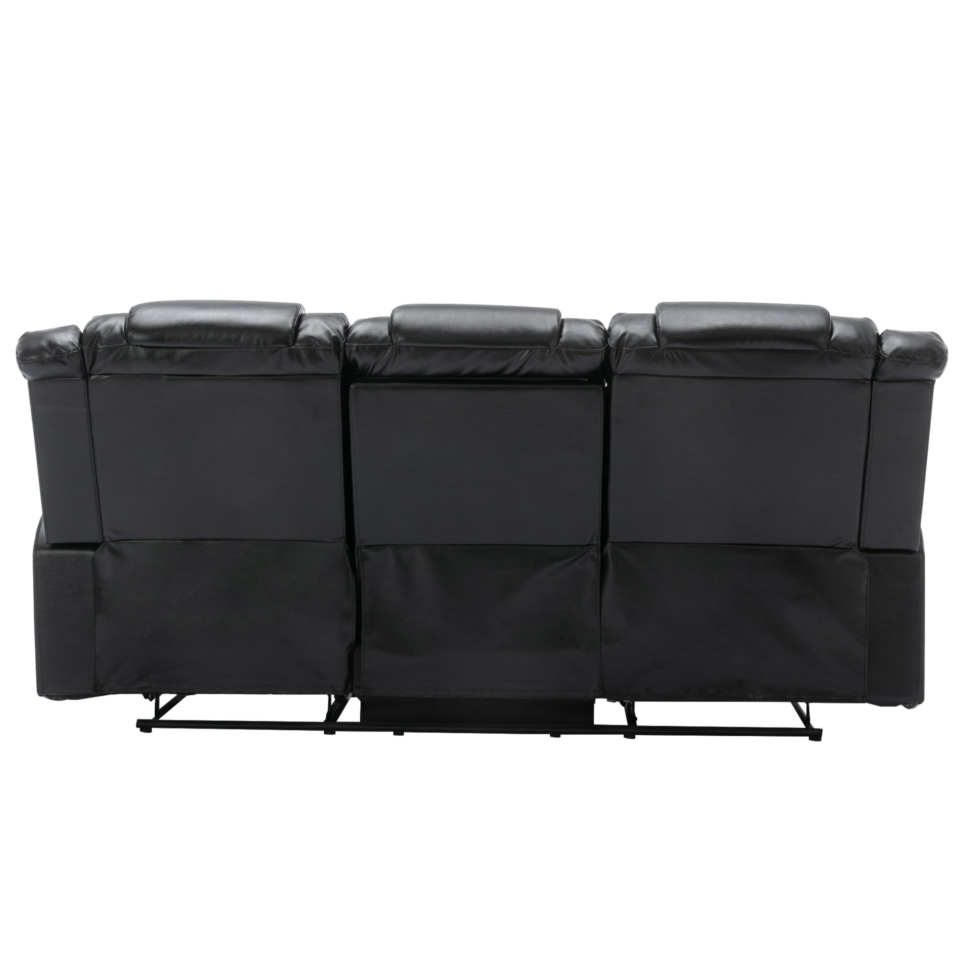 3 Seater Home Theater Recliner Manual Recliner Chair With Two Built-In Cup Holders For Living Room - Black - Image 12