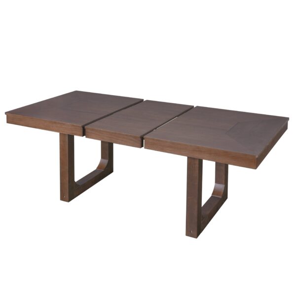 7 Piece Farmhouse Extendable Dining Table Set, Rustic Wood Table With Removable Leaf And 6 Upholstered Chairs For Dining Room - Brown