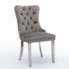 Nikki - Modern, High-End Tufted Solid Wood Contemporary Velvet Upholstered Dining Chair With Chrome Stainless Steel Plating Legs, Nailhead Trim (Set of 2) - Gray / Chrome - Image 3