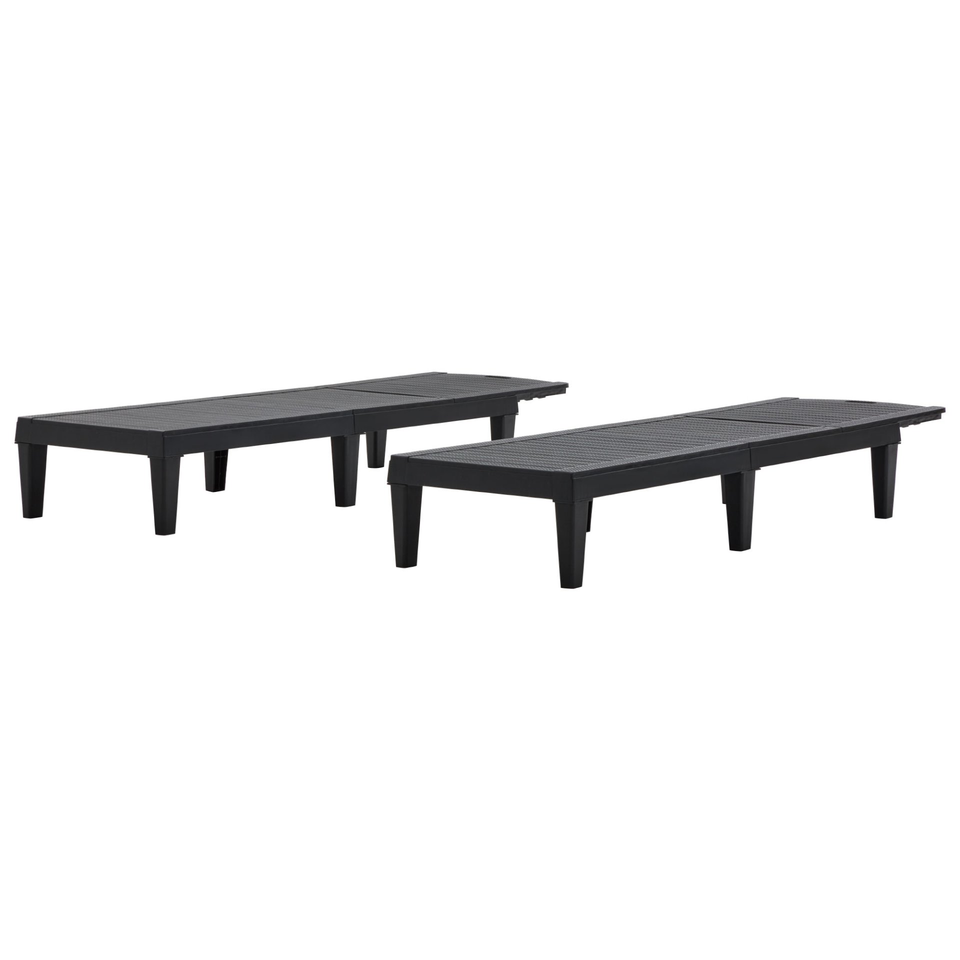 Outdoor Chaise Lounges (Set of 2) With Adjustable Backrest Polypropylene Resin For Patio, Poolside Or Beach - Black - Image 7