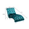 Velvet Chaise Lounge Indoor, Button Tufted Upholstered Chaise Lounge Chair With Pillow - Teal - Image 3