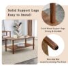 Modern 2 Tier Coffee Table For Living Room Furniture, Rectangular Center Table With Open Storage Shelf, Rounded Rubberwood Legs, Stable And Durable - Walnut - Image 9