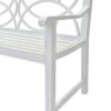 Outdoor Garden Patio Bench With Backrest And Armrest, Slatted Seat For Park, Yard & Porch, Balcony, Accommodates 2 - 3 People - White - Image 4