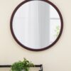 Circle Wall Mirror With Wooden Frame And Walnut Finish, Wall Mirror For Living Room Dining Room - Brown - Image 6