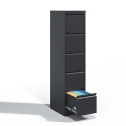 Steelcraft Pro 5 Drawer Metal Vertical File Cabinet With Lock, Steel - Brushed Nickel
