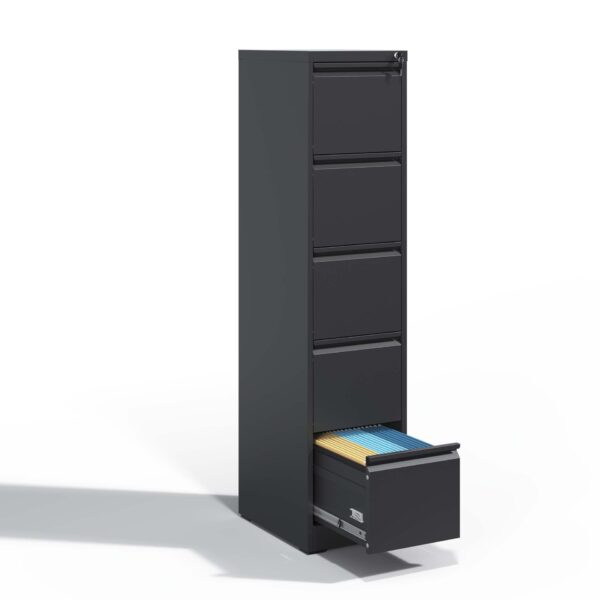 Steelcraft Pro 5 Drawer Metal Vertical File Cabinet With Lock, Steel - Brushed Nickel