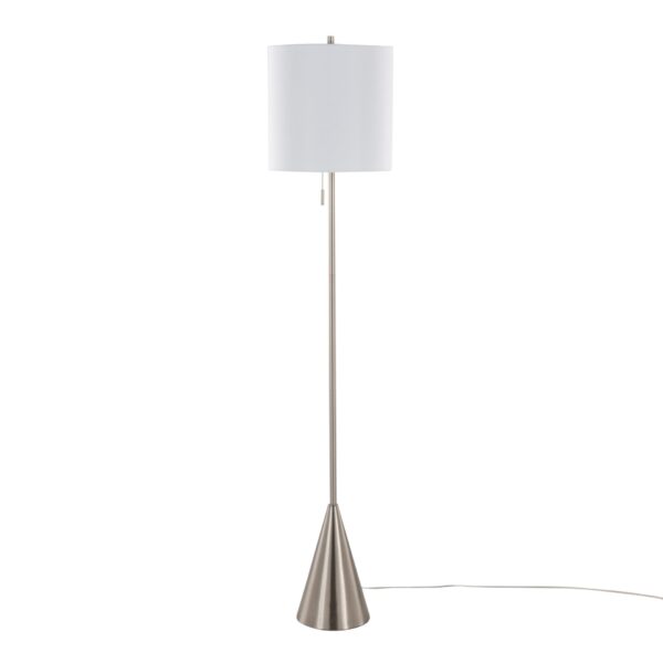 Cone - Contemporary Floor Lamp - Nickel / White