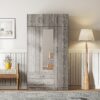Modern 3 Door Mirror Wardrobe With 2 Drawers And Top Cabinet - Gray - Image 9