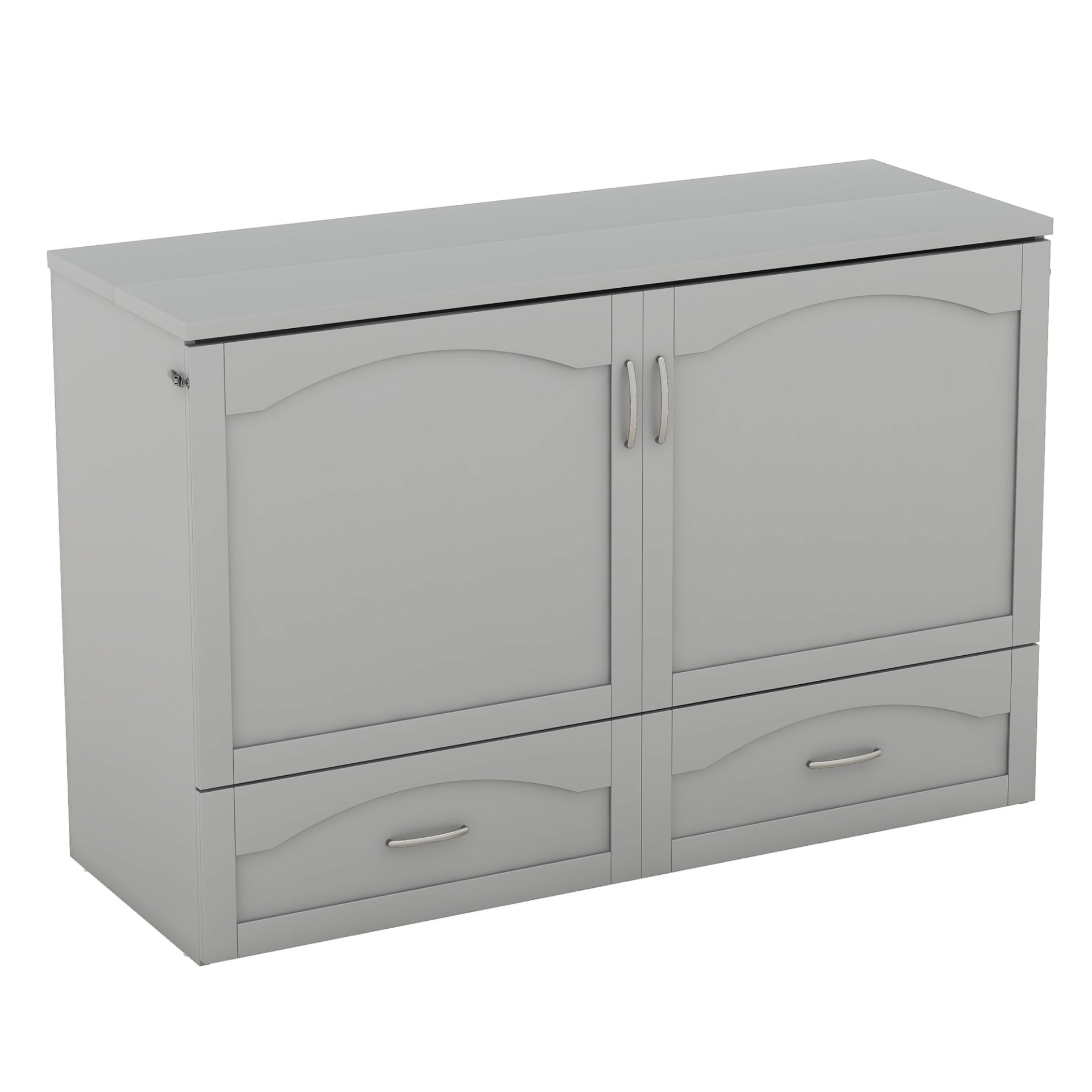 Queen Size Murphy Wall Bed With Drawer And A Set Of Sockets & USB Ports, Pulley Structure Design - Gray - Image 11