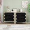 3 Drawer Buffet Sideboard With Adjustable Shelves, Storage Cabinet With Natural Seaweed Decor Doors For Living Room Kitchen Entryway - Natural - Image 8
