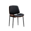 Dining Chairs (Set of 2) Mid-Century Modern Retro Faux Leather Chair With Bentwood Upholstered Seat Metal Legs Adjustable Foot For Kitchen Dining Room Chairs - Black - Image 7
