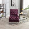 Velvet Chaise Lounge Indoor, Button Tufted Upholstered Chaise Lounge Chair With Pillow For Bedroom Living Room Office - Purple - Image 4