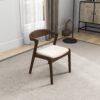 Dakota - Velvet Dining Chair (Set of 2) - Cream White / Dark Brown - Image 8