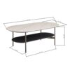 Contemporary Coffee Table Sintered Stone Surface With Ceramic Finish Double Layer Design Base Matte Shelf Modern Living Room Center Table - White / Gray - Image 3