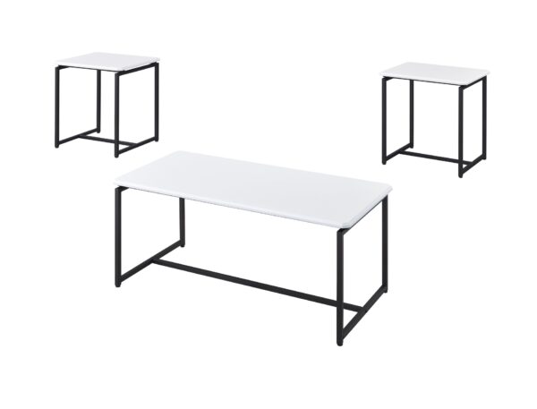 GT - 3 Piece Carbon Fiber Wrap Coffee Table And End Table (Set of 3) - White