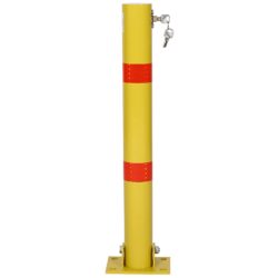 Round Steel Parking Bollard With Lock For Car Parking Protection And Home Garage Decor - Yellow